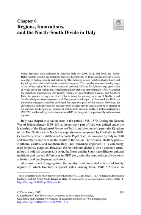 Regions, Innovations, and the North–South Divide in Italy.